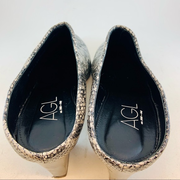 AGL Attilio Giusti Leombruni Pointy Toe Grisu Grey Snake Mules size 12.5 42.5 - Picture 6 of 11